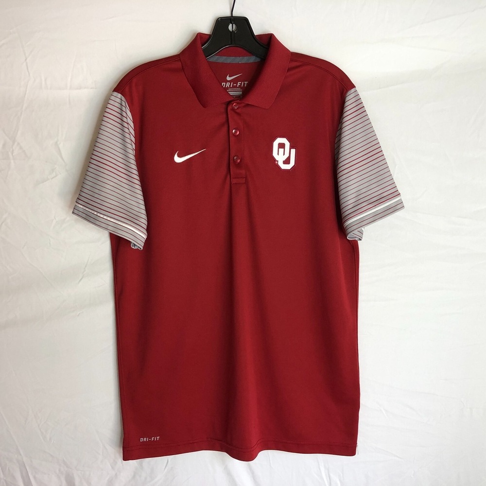 Oklahoma Sooners Nike Dri-Fit Maroon Short Sleeve Polo Shirt Size Medium